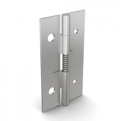 Pinet Raw Stainless Steel Spring Hinge with Spring Loaded Pin, 60 mm Length, 35 mm Width, 1 mm Thickness, Pin 71A3560