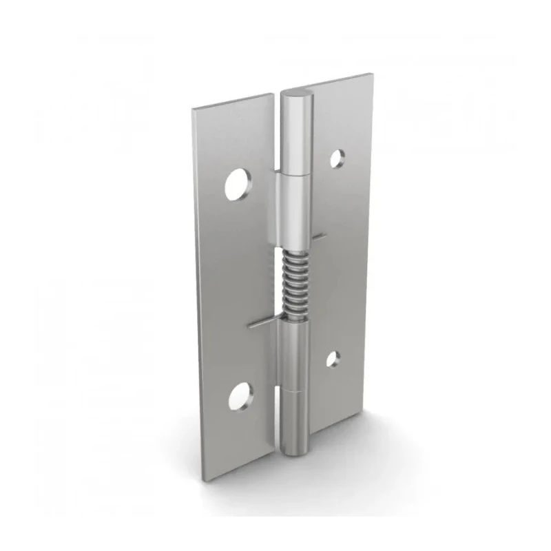 Pinet Raw Stainless Steel Spring Hinge with Spring Loaded Pin, 60 mm Length, 35 mm Width, 1 mm Thickness, Pin 71A3560