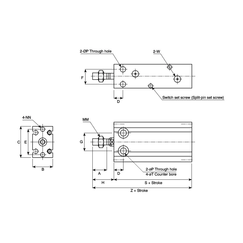 SMC 20 mm Pneumatic Piston Rod Cylinder, CDU Series, Double Acting, Aluminium Alloy, 66mm Length, 20mm Stroke CDU16-20D