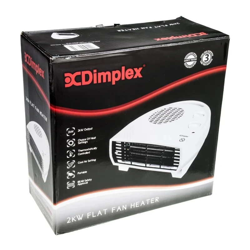 Dimplex 2 kW Portable Fan Heater with Thermostat Control, Type G British 3-Pin Plug DXFF20TSN