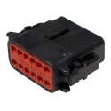 Deutsch DTM Automotive Connector Male Black Cable 12 Way Crimp Termination 7.5A Current Polyamide Housing IP68 DTM06-12SB