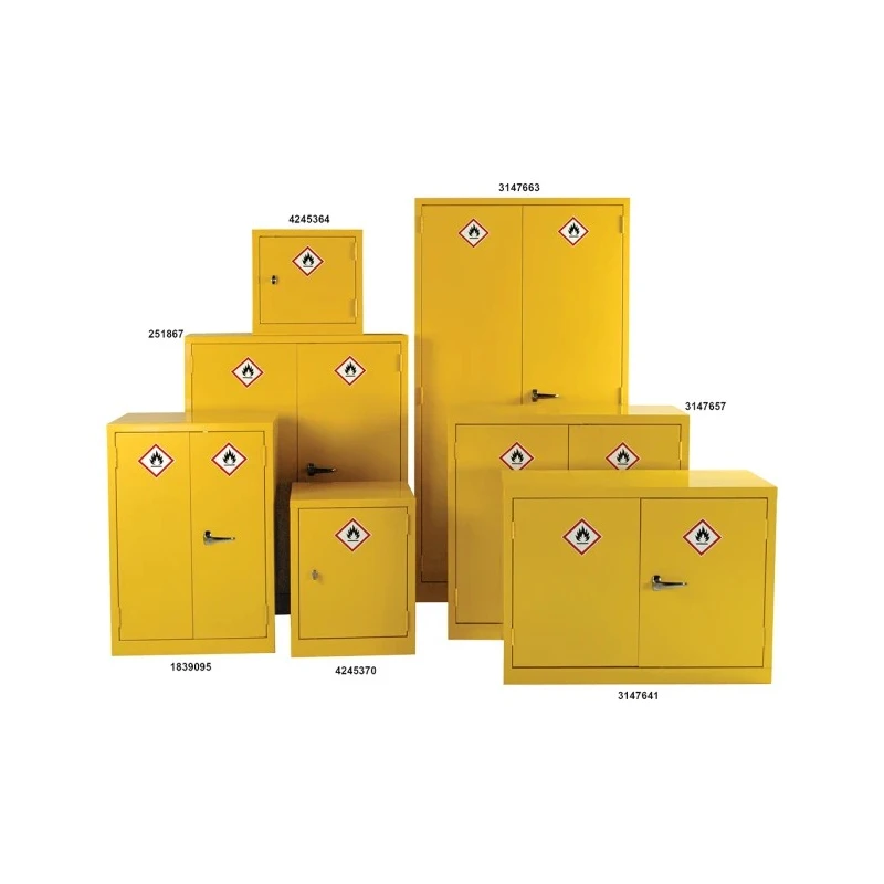 RS PRO Yellow Steel Lockable 2 Door Hazardous Substance Cabinet 900 mm x 600 mm x 500 mm 183-9095