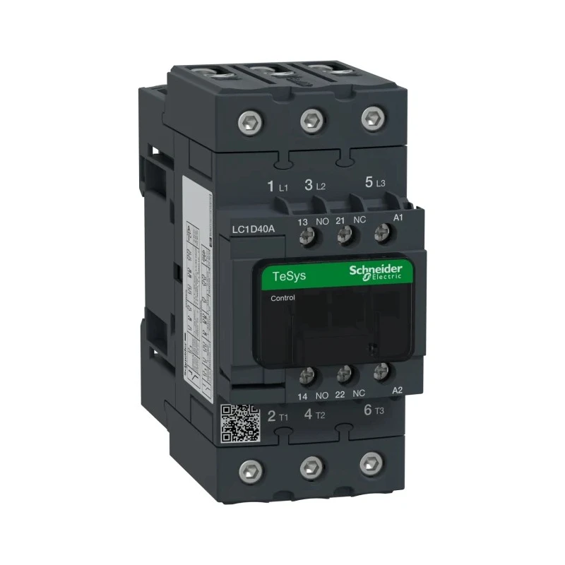 Schneider Electric Contactor, 110V AC Coil, 3-Pole, 40 A, 18.5 kW, Motor Control, DIN Rail Mount LC1D