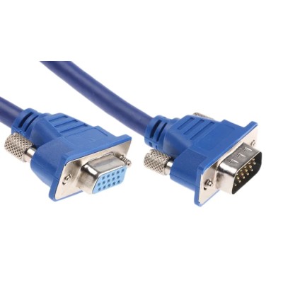 RS PRO Male VGA to Female VGA Cable, 15 m, Low Profile Jacket, Blue, Model 665-9548