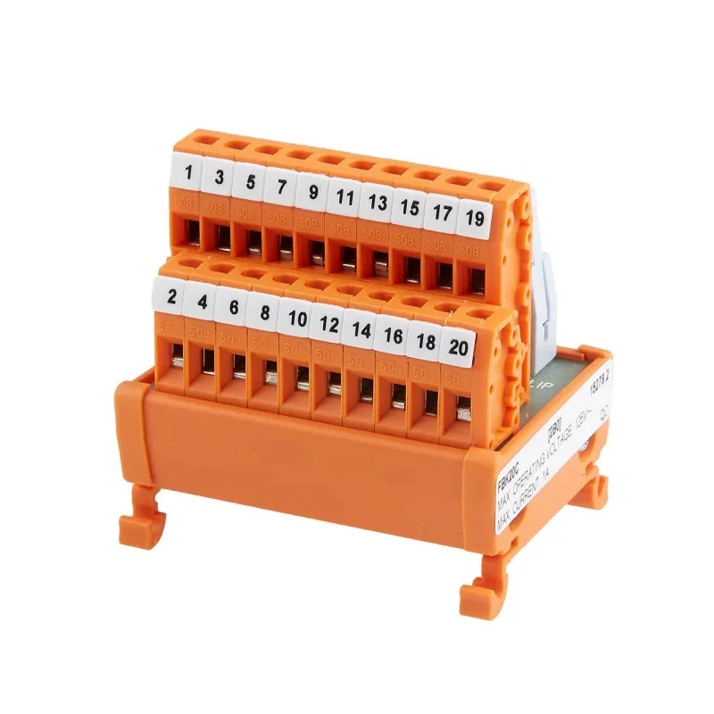 Phoenix Contact 20-Contact Male Interface Module Flat Ribbon Cable Connector DIN Rail Mount 1A 125V AC 665-9664