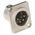 Amphenol Industrial Panel XLR Connector, Straight, 133V, Male, 4 Way, Silver Plating AC4MDZ