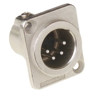Amphenol Industrial Panel XLR Connector, Straight, 133V, Male, 4 Way, Silver Plating AC4MDZ