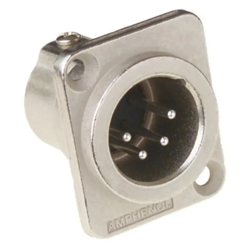 Amphenol Industrial Panel XLR Connector, Straight, 133V, Male, 4 Way, Silver Plating AC4MDZ