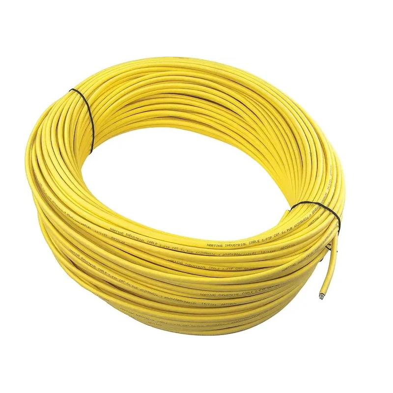 HARTING Cat6 Ethernet Cable, 100 m, Shielded Screened Yellow Polyurethane Jacket 100V Cat6 8 Cores 6.9mm Diameter