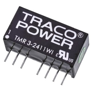 TRACOPOWER Regulated Isolated DC/DC Converter 15V dc 100mA 75V dc Input 3W Through Hole TMR 3-4823WI