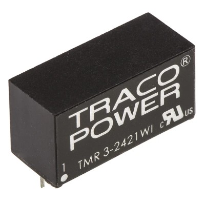 TRACOPOWER Regulated Isolated 3W DC-DC Converter 5V dc 300mA 9-46V Input Through Hole SIP Package TMR 3-2421WI