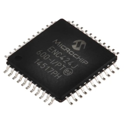 Microchip 44-Pin TQFP Controller IC 3.3 V to 3.6 V 100 Mbps Serial-SPI Full Duplex/Half Duplex ENC424J600-I/PT
