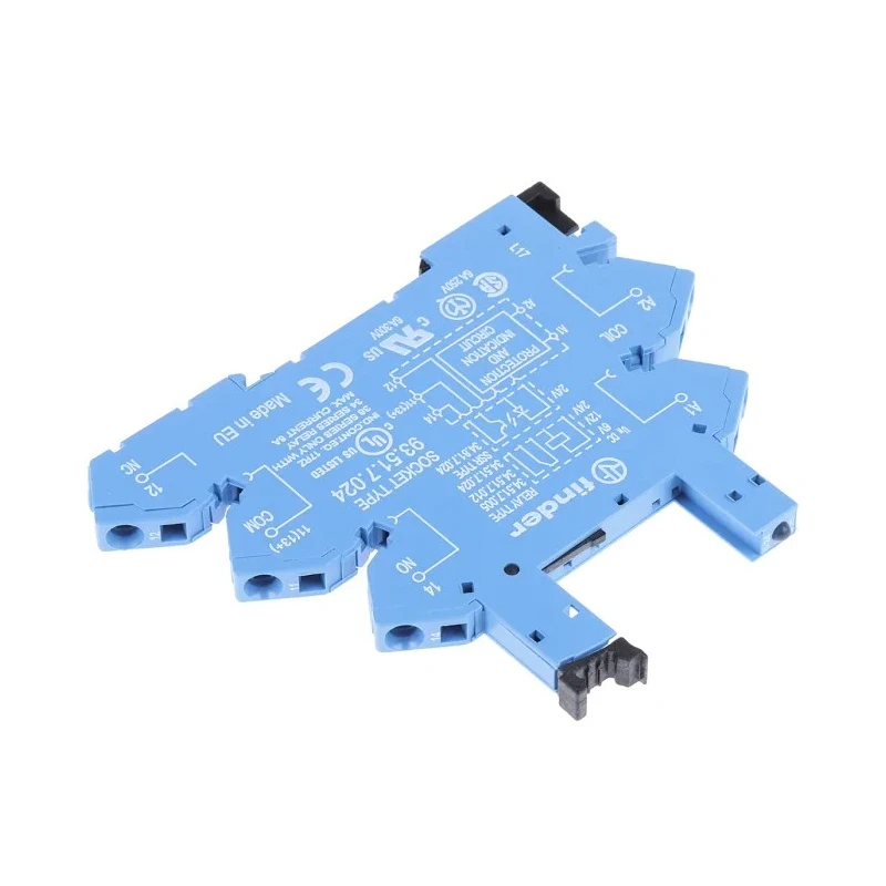 Finder Relay Socket 12V DC 6A 5 Contacts DIN Rail Mount for 34.51 Series Relay 93.51.7.024