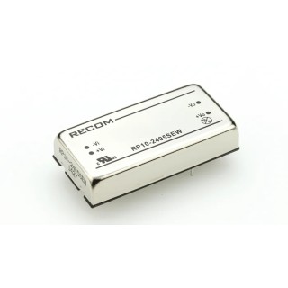 Recom RP10 EW DC/DC Converter, 5V DC, 2 A Output, 24V DC Input, 10 W Power, Through Hole Mount, 85 °C Max Temp 