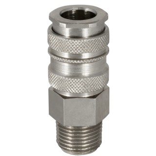 RS PRO Steel, Brass Pneumatic Quick Connect Coupling 1/4 in Male G Single Shut Off with Valve 667-2049