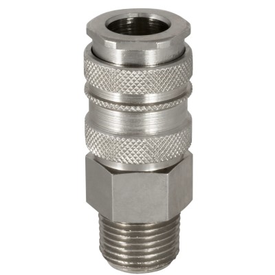 RS PRO Steel, Brass Pneumatic Quick Connect Coupling 1/4 in Male G Single Shut Off with Valve 667-2049