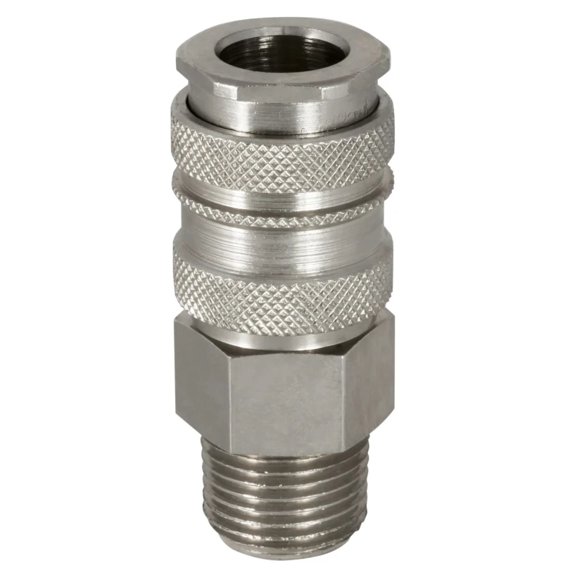 RS PRO Steel, Brass Pneumatic Quick Connect Coupling 1/4 in Male G Single Shut Off with Valve 667-2049