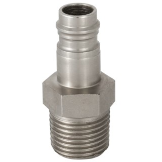 RS PRO Steel Pneumatic Quick Connect Coupling 1/4 in Male G Thread Nickel Finish 35 bar Operating Pressure 100°C 667-2024