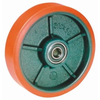 LAG Blue, Orange Polyurethane Trolley Wheel 300 kg Load Capacity 100mm Diameter Cast Iron Hub Ball Bearing 7005 CC