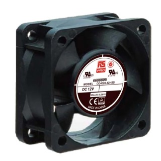 RS PRO OD4020 Series Axial Fan 12V DC 1.2W 110mA 15.3 m³/h 40mm Square Frame Sleeve Bearing OD4020