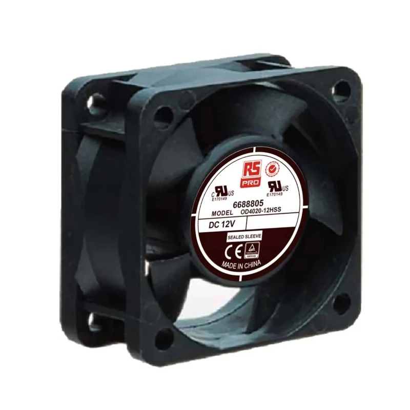 RS PRO OD4020 Series Axial Fan 12V DC 1.2W 110mA 15.3 m³/h 40mm Square Frame Sleeve Bearing OD4020