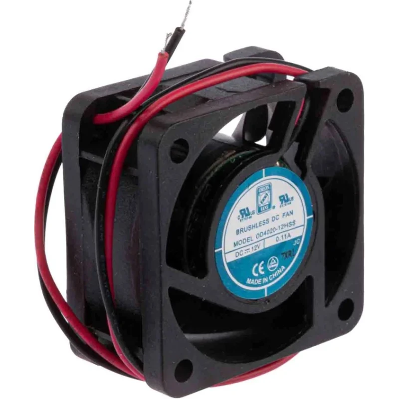 RS PRO OD4020 Series Axial Fan 12V DC 1.2W 110mA 15.3 m³/h 40mm Square Frame Sleeve Bearing OD4020