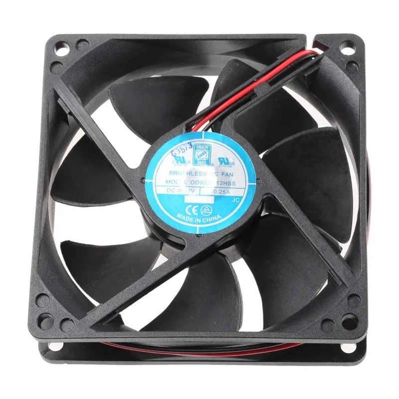 RS PRO OD9225 Series DC Sealed Sleeve Axial Fan 12V DC 2.9W 2900 RPM 88.3 m³/h 92.5mm x 92.5mm x 25mm OD9225