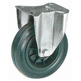 LAG Fixed Castor Wheel, 75 kg Capacity, 100 mm Diameter, 128 mm Overall Height, Galvanised Steel Frame 14108