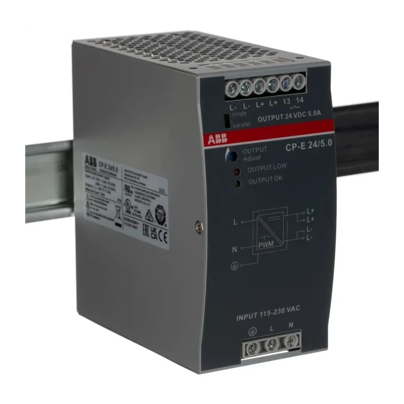 ABB CPE Switched Mode DIN Rail Power Supply 120 W, 24 V dc Output, 375 V dc / 264 V ac AC/DC 1SVR427034R0000 CP-E 24/5.0
