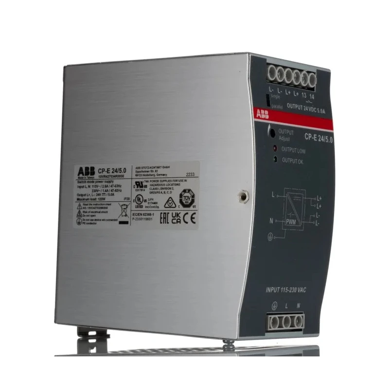 ABB CPE Switched Mode DIN Rail Power Supply 120 W, 24 V dc Output, 375 V dc / 264 V ac AC/DC 1SVR427034R0000 CP-E 24/5.0