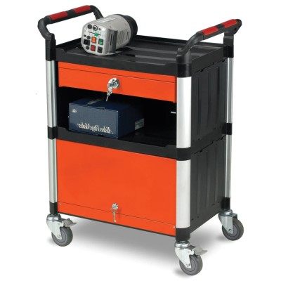 RS PRO 3 Shelf Aluminium Rubber Trolley 630mm Platform Length 150kg Load Capacity Model 669-3756