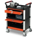 RS PRO 3 Shelf Aluminium Rubber Trolley 630mm Platform Length 150kg Load Capacity Model 669-3756