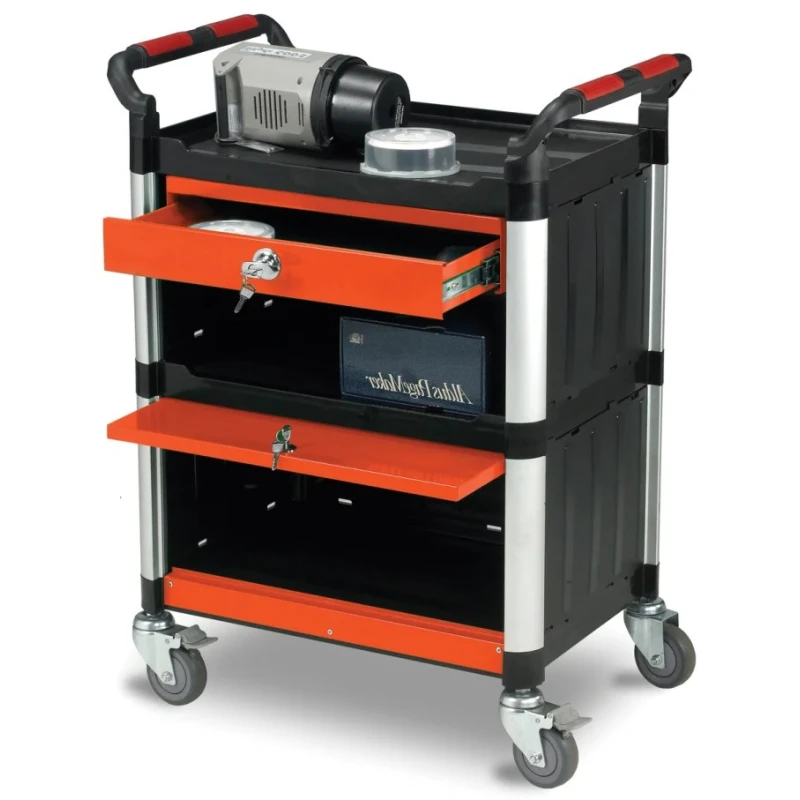 RS PRO 3 Shelf Aluminium Rubber Trolley 630mm Platform Length 150kg Load Capacity Model 669-3756
