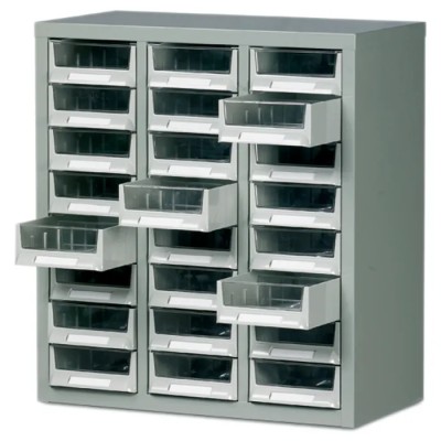 RS PRO Steel Cabinet 24 Drawer Storage Steel Grey 640 mm x 586 mm x 290 mm 669-3796