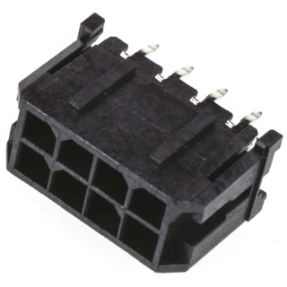 Molex Micro-Fit 3.0 Series Straight Through Hole PCB Header, 8 Contact, 3 mm Pitch, 2 Row, Shrouded 43045-0813