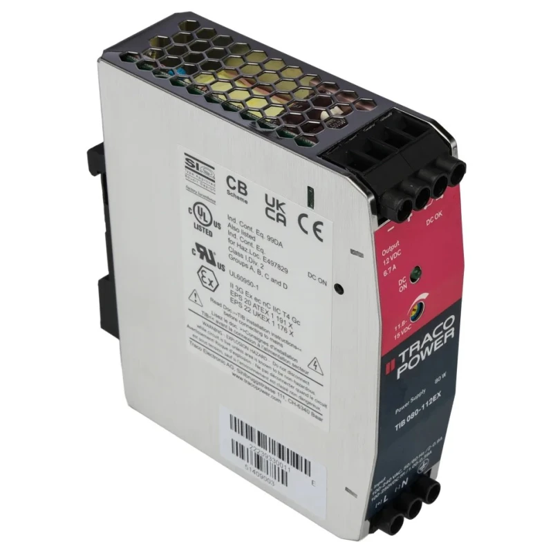 TRACOPOWER Switched Mode DIN Rail Power Supply 264V AC Input 15V DC 6.7A Output 80W TIB 080-112 EX