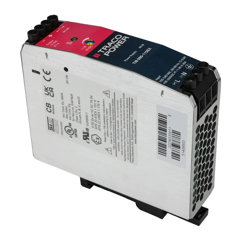 TRACOPOWER Switched Mode DIN Rail Power Supply 264V AC Input 15V DC 6.7A Output 80W TIB 080-112 EX