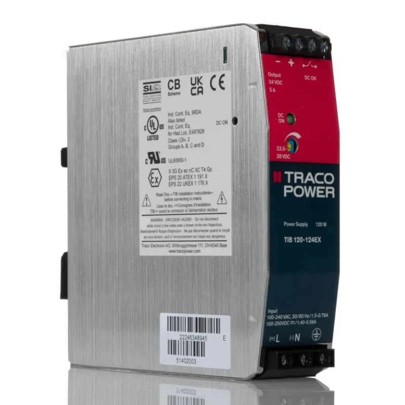 TRACOPOWER Linear DIN Rail Power Supply 264V AC Input 28V DC, 5 A Output, 120 W TIB 120-124 EX