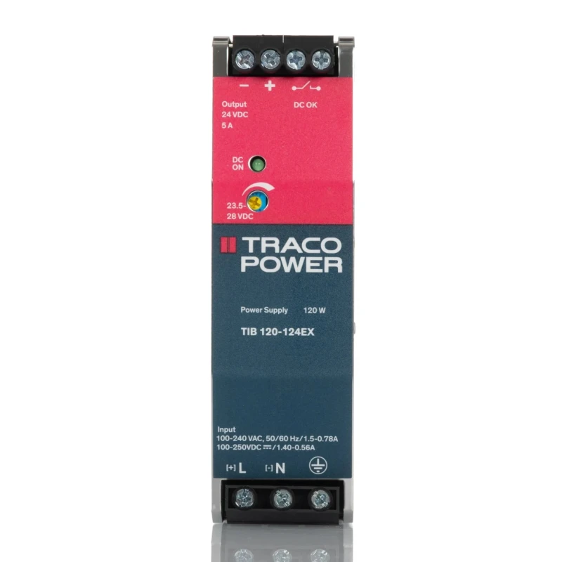 TRACOPOWER Linear DIN Rail Power Supply 264V AC Input 28V DC, 5 A Output, 120 W TIB 120-124 EX