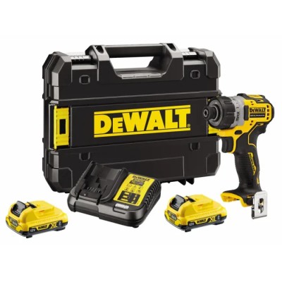 DeWALT 12V XR Brushless Sub-Compact Cordless Screwdriver 8 Nm, 1050 RPM, 2Ah Batteries DCF601D2-GB