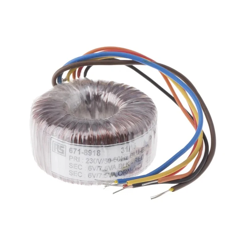 RS PRO 230 V AC 2 x 6 V AC Toroidal Transformer 2 Outputs 15 VA 671-8918