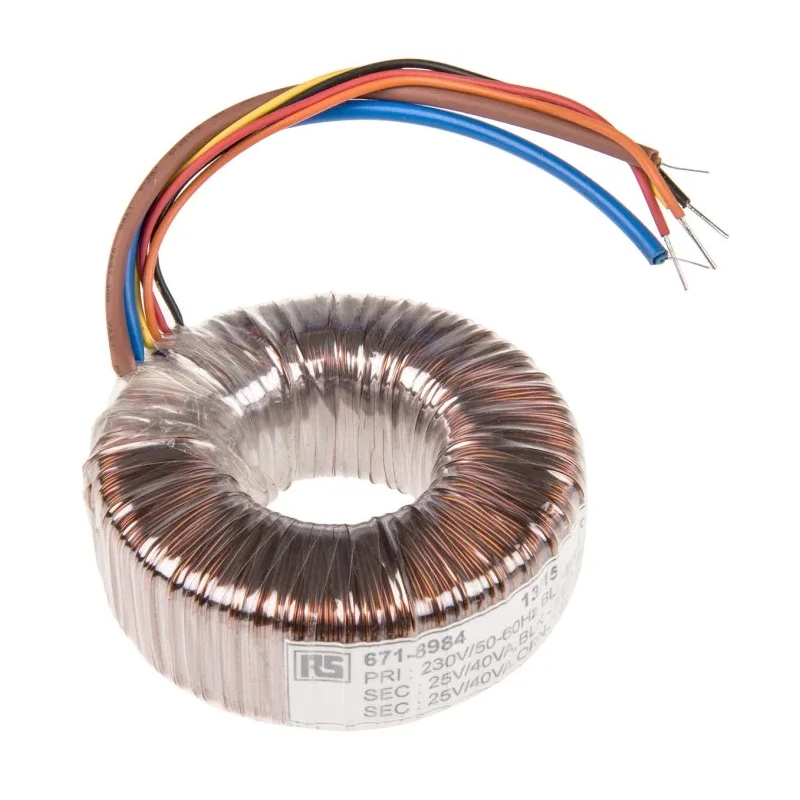 RS PRO 230 V ac 2 x 25 V ac Toroidal Transformer 2 Output 80 VA, VDE0570 Class II, IEC 61558 Class II, EN 61558 671-8984