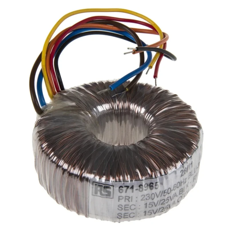 RS PRO 230 V ac 2 x 15 V ac Toroidal Transformer 2 Output 50 VA 671-8965