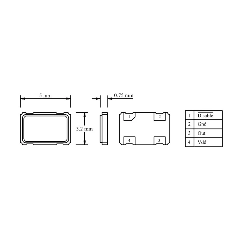 MERCURY 25MHz Clock Oscillator ±50 ppm HCMOS 4-Pin SMD Surface Mount 1.2 to 5 V 3H53ET-25.000