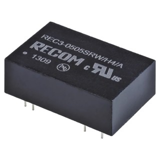 Recom DC/DC Converter Through Hole 5V DC Output 600mA 3W Max Power REC3 