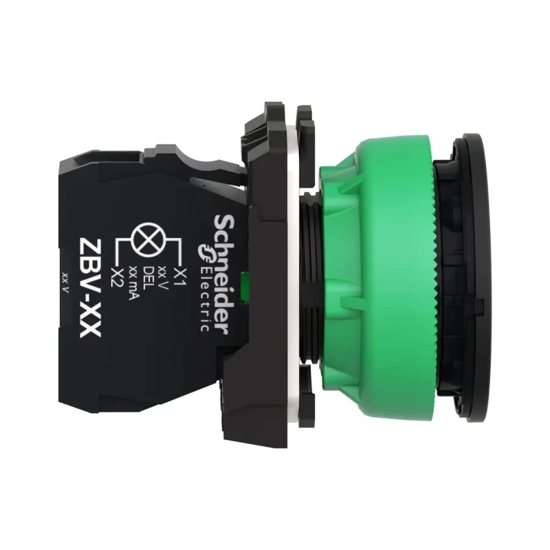 Schneider Electric Flush Green LED Pilot Light 21.6-30 V AC/DC, 30 mm Cutout, IP66/IP67/IP69 Protection XB5FVB3