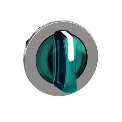Schneider Electric ZB4 Series 3 Position Illuminated Selector Switch Head, 30 mm Cutout, Green Handle, IP67 IP69 ZB4FK1733