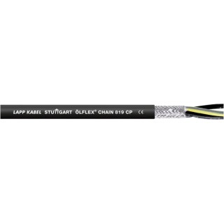 Lapp ÖLFLEX CHAIN 819 CP Control Cable 7 Cores 20 AWG Stranded Bare Copper Screened Black Polyurethane Sheath 50m 1027904