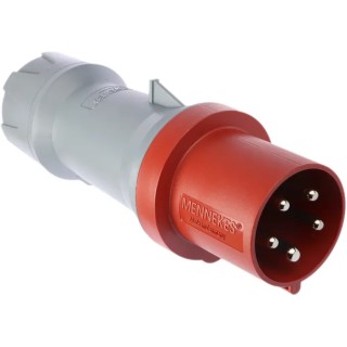 MENNEKES PowerTOP Plus IP44 Red Cable Mount 3P+N+PE Straight Industrial Power Connector 64A 400V 3258RS