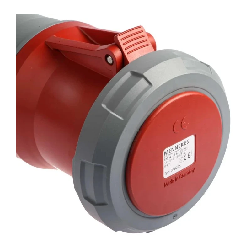 MENNEKES Industrial Power Connector PowerTOP Plus Cable Mount Rated 125A 400V IP67 Red 